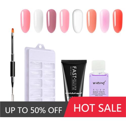 WiRinef Poly Extension Nail Gel Set 30g UV Fast Builder Gel Nails Quick Extended Gel Nail Art Tips Brush Tools Kit