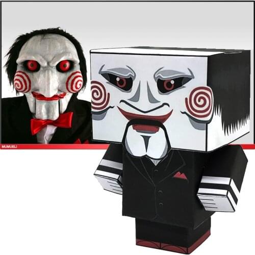 No-glue Horror Movie Saw Figure Folding Cutting Mini Cute 3D Paper Model Papercraft DIY Cubee for Kids Adult Craft Toys CS-021
