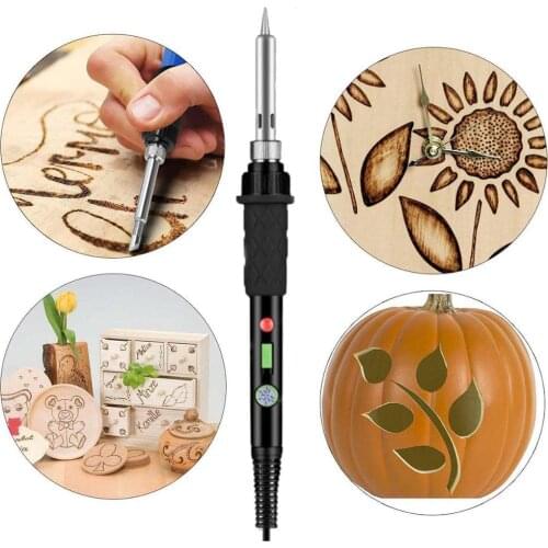 Wood Burning Soldering Iron Tool Adjustable Temperature Pyrography Wood Burning Pen Leather Craft Wood Embossing Carving Tool