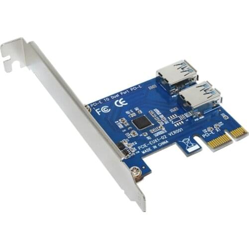 PCI-E 1 to 2 PCI Express 16X Slot External Riser Card Adapter Board PCIe Port Multiplier Card for Bitcoin Mining Machine