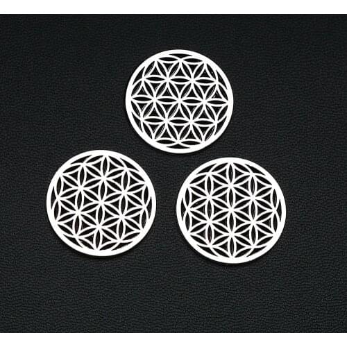 8PCS/Lots 23mm Antique Silver Plated Flower Of Life Charms Hollow Pendants For Handmade Making DIY Tibetan Findings Jewelry