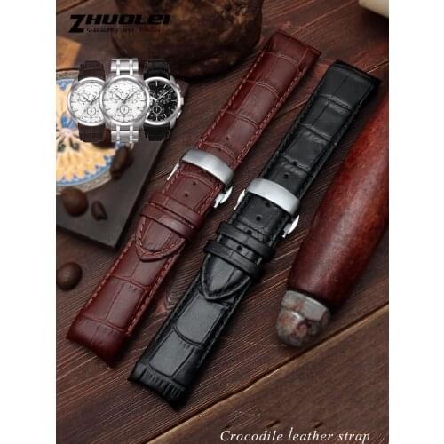Curved end Genuine Leather Watchband Belt For T-issot T035 Watch Strap Bracelets Butterfly Buckle Replacement 22mm 23mm 24mm