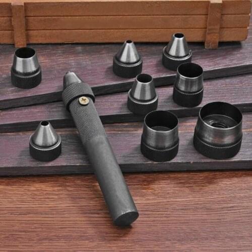 DIY Handmade Belt Punching Leather Hole Punch Hollow Drilling Tools Leather Handicraft Puncher Set Leather Tool 10pcs