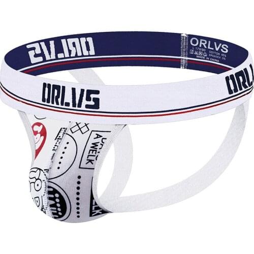 Sexy Ultra-thin Ice Silk Mens Thong U-convex Low Waist Personalized Print Mens Underwear Fashion Men Lingerie Gay Jockstrap