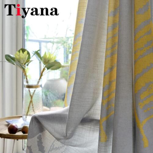 Shadow Modern Leaves Printed Curtains Bedroom Sheer Curtains for Living Room gray curtains Tulle Window Drapes P205D3