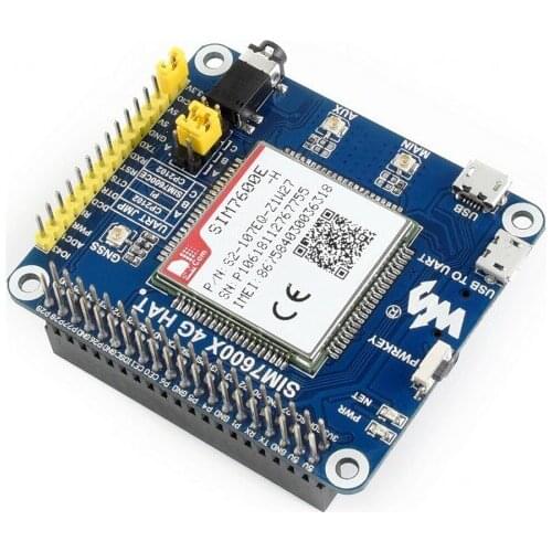 SIM7600E-H 4G Module Hat for Raspberry Pi, Supports 4G/3G/2G/GSM/GPRS/GNSS LTE CAT4 Mainly for Southeast/West Asia Europe Africa