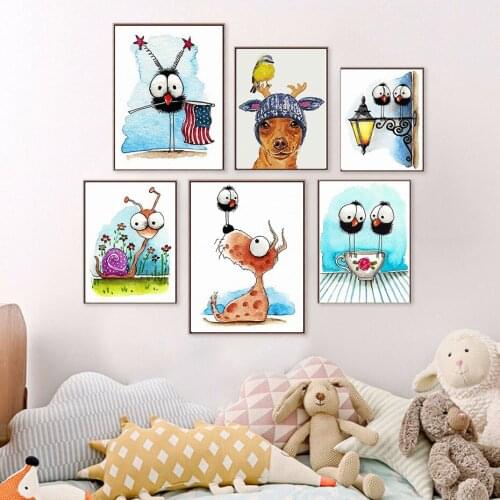 Snail Dog Cute Animals Kids Room Kindergarten Minimalist Living Room Animal Decorative Painting Bird Cat Childrens Room Mural