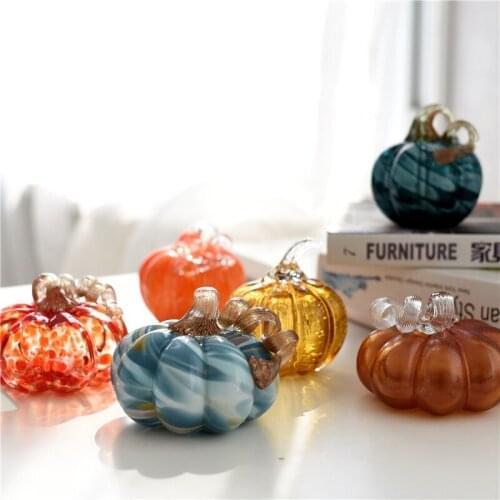 Handmade Glass Pumpkin Ornament Arts And Crafts Ornaments Living Room Desktop Art Home Decoración аниме фигурки елочные игрушки