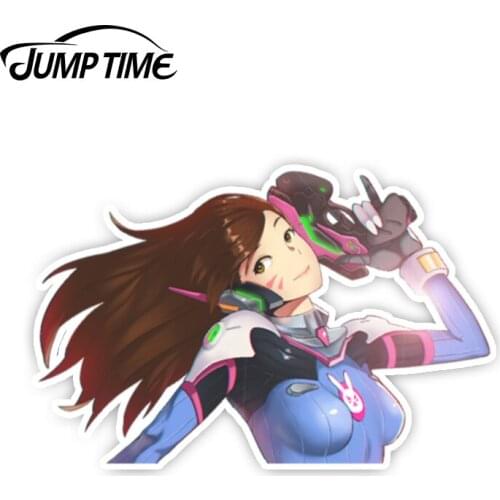 Jump Time 13cmx10.3cm Overwatch Anime Peeker Girl D.Va Hana Song Car Stickers Waifu Decals Motor Laptop Car Accessories Stickers