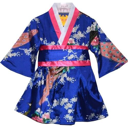 Japanese Baby Girl Kimono Robe Cute Kid Yukata with Belt Kids Dance Costumes Child Traditional Kimono Costumes