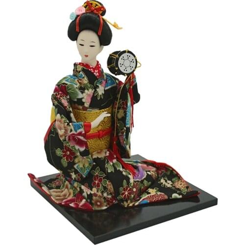 16'' Retro Japanese Samurai Kimono Doll Geisha Kabuki Oriental Doll Model Kids Gift Adults Collection w. Drum