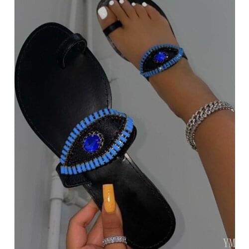 Slip-On Women Shoes Eye Crystal Slip on Flats Cute Female Slides Lady Casual Sandals Zapatillas Mujer Casa Sapatos Femininos