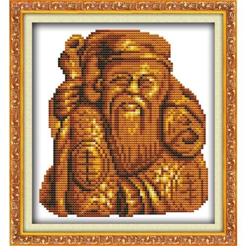 Gold statuette(9)(kitchen god) cross stitch kit 11ct count print canvas stitching embroidery DIY handmade needlework plus
