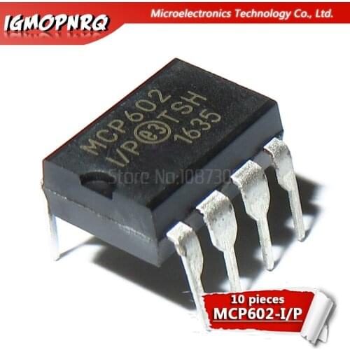 10pcs MCP602-I/P MCP602 DIP8 2.7V to 5.5V Single Supply CMOS Op Amps new original