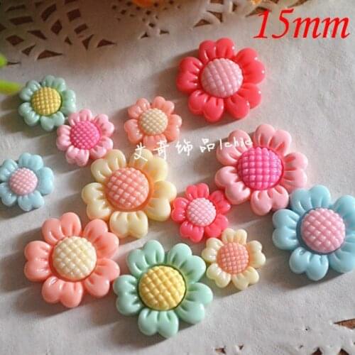 10pcs/lot 15mm cute shrub althea flower resin flat back cabochon for DIY phone,nail art decoration Jewelry Making Findings