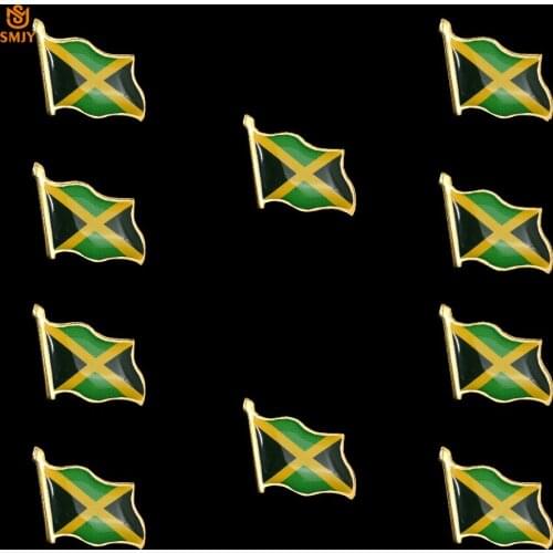 10PCS Caribbean Jamaica Country Flag Pins Metal Enamel Cowboy Jacket/Travel Backpack Wearable Button Badge Brooch Jewelry