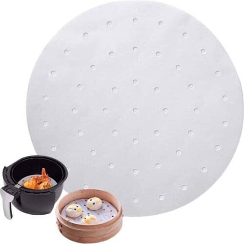 100pcs 6/7/8/9Inch Air Fryer Liners Non-stick Bamboo Steamer Paper Round Parchment Paper Sheets for Air Fryer Steaming Basket