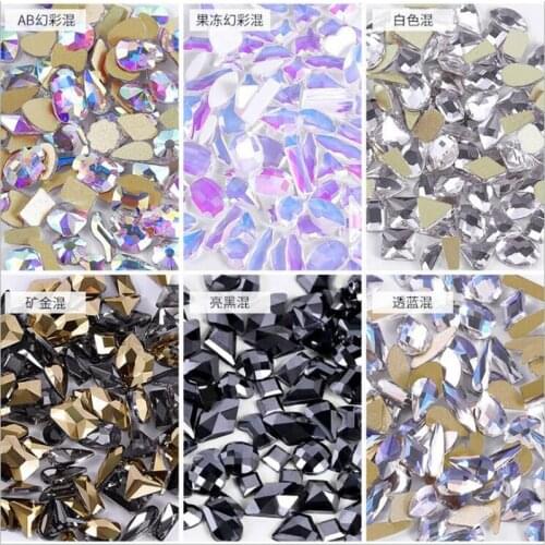 100PCS Random Rhinestones Feel Free to Match Flat Crystal Irregular Diamonds 3D Manicure Nail Art Decoration Charms Jewelry