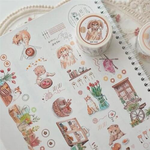 2020 Cute Cat Washi Tapes Bullet Journal Masking Tape Adhesive Tape DIY Scrapbooking Washi Stickers