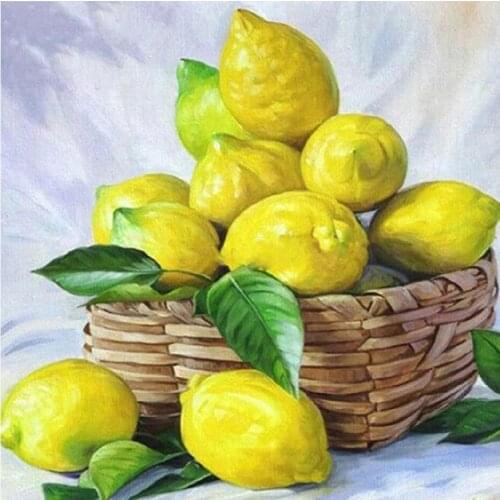 5D Diamond Embroidery Lemon and Orange Fruit Diamond Painting Full Square/round DIY Rhinestone Mosaic Restaurant Decoration