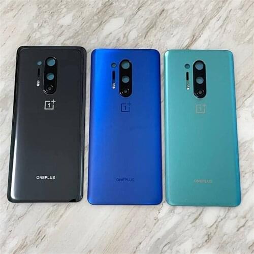 8Pro Rear Housing Cover For Oneplus 8 Pro One Plus Back Door Shiny Glass Repair Battery Case + Logo Camera Lens Glue
