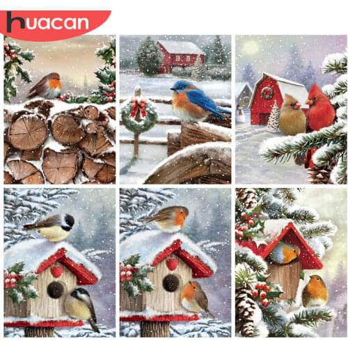 HUACAN 5d Diamond Painting Bird Mosaic Rhinestones Pictures DIY Diamond Embroidery Animal Winter Needlework Home Decor
