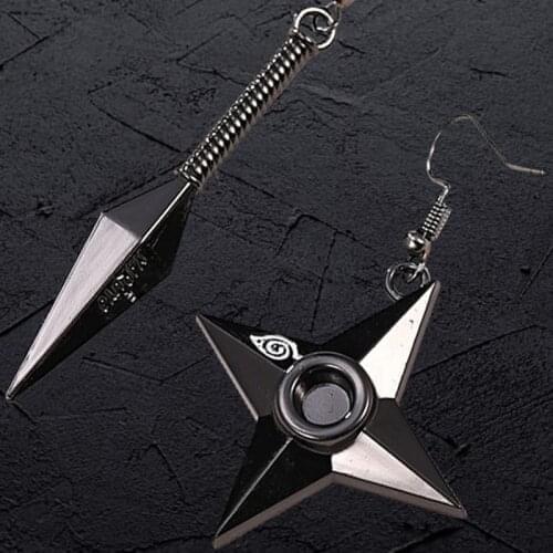 Punk Black Dart Drop Earrings Shuriken-Weapon Konoha Japan Ninja-Cosplay Itachi Anime Cool Statement Gothic Jewelry