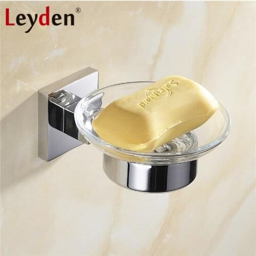 Leyden Stainless Steel Soap Holders Polished Chrome Bathroom Soap Holder Wall Mounted Ceramic Soap Dish Bathroom Accessories