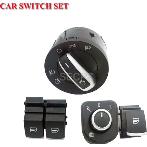 Shipping ! chrome headlight mirror window switch button for volkswagen vw passat b6 eos golf 5 6 r32 gti mk5 mk6 4pcs / kit