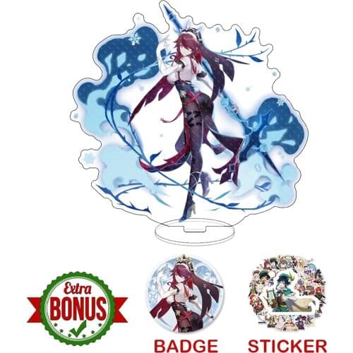 Genshin Impact Akaya Rosaria Zhongli Amber Standing Figure Model Acrylic Keychain Cosplay Hot Games Sign Fans Decorations Gift