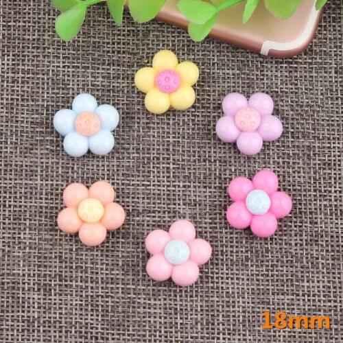 Kawaii Resin Cabochons Flatback Spring Flowers Shape 18mm Clay Bead Hair jewelry material Phone Shell Photo Frame Home Decor