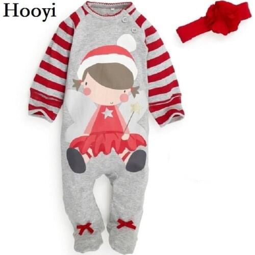 Christmas Baby Girls Long Rompers Hairband Clip Sets Foot cover X'mas Gift Baby Clothes Bebe Clothing Newborn Costumes
