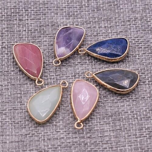 2Pcs Natural Stone Pendant Section Drop Shaped Semi-precious For Jewelry Making DIY Necklace Anklet Earrings Accessory