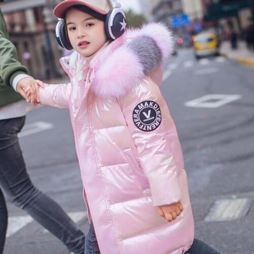 Fashion Childrens Cotton Jacket for Girls Warm Parka Colored Fur Collar Thicken Outerwear Winter Clothes 5-15 Yrs Girl Snowsuit