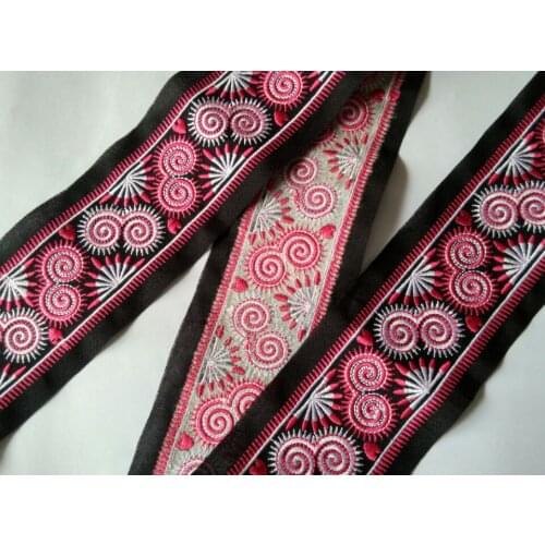 Miao cross stitch crochet fabric lace trim 5.1cm dress collar ribbon tape webbing ethnic tribal nepal thai india boho gypsy DIY