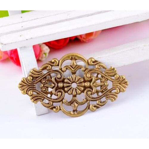 MIAOCHI 50Pcs Filigree Wraps Connectors Metal Crafts Decoration DIY Findings Ancient Bronze Pattern Hollow 32x 55mm J0584
