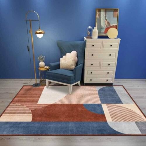 Fashion Modern Geometric Morandi Blue Green Yellow Brown Living Room Bedroom Bedside Carpet Floor Mats Custom