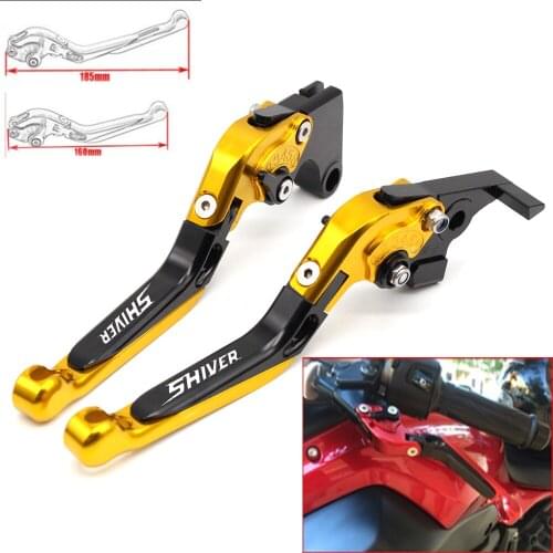 Motorcycle CNC Adjustable Foldable brake Clutch Levers for Aprilia SHIVER 900 2017 with Logo(SHIVER)