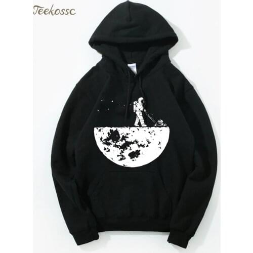 Develop The Moon Hoodie Men Black Hoodies Mens 2020 Winter Autumn Loose Fit Funny Creative Hooded Sweatshirt Cool Streetwear XXL