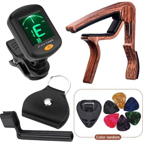 Guitar Pick Capo Set Acoustic Electric Guitar Ukulele Plectrum String Clamp Winder Tuner Kit Guitar Tuning Tool Accessories