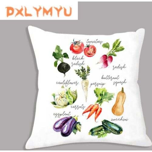 Fruits and Vegetables Food Posters Print Soft Cushion Cover 45*45cm Decorative Pillows Case Sofa Bed Decoration Pillow cover