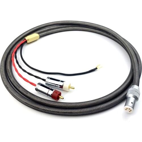 New HifI Audio Phono Tonearm Cable Pure Copper Silver Plated RCA To 5 Pin DIN XLR with Ground Wire for Amplifier CD Player