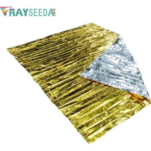 Rayseeda 210*160cm Disposable Emergency Survival Rescue Blanket Folding Pocket First Aid Emergency Blanket Large Size Gold Color