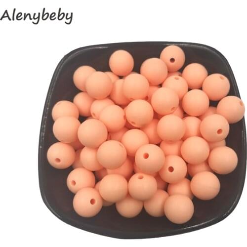 Peachy Color Food Grade Silicone Round Bead 12/15mm Baby Teether Necklace Toy DIY Pacifier Chain Care Baby Teether Product