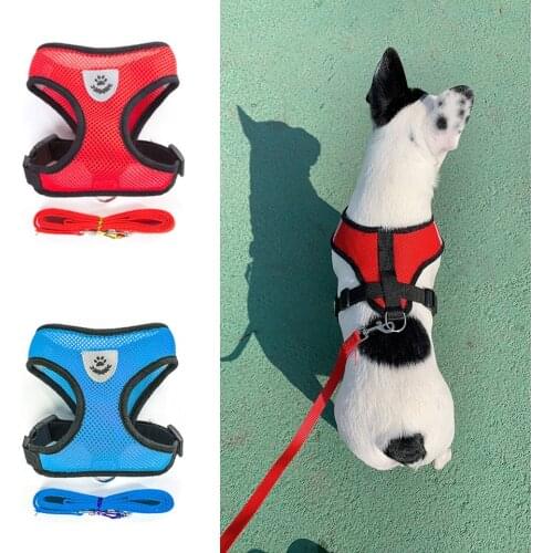 Dog Harness with 1.2m Leash Set Adjustable Anti-Slip Breathable Vest Harness with Leash Set for Small Medium Dogs Cats Outdoor