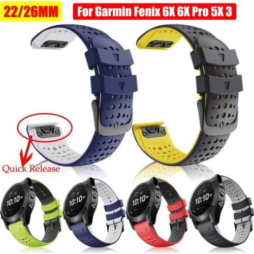 Sport Silicone Watchband Wrist For Garmin Fenix 6X 6 6X Pro 5X 5 5X Plus 3 HR 22 26mm EasyFit Quick Release Fashion wirstband