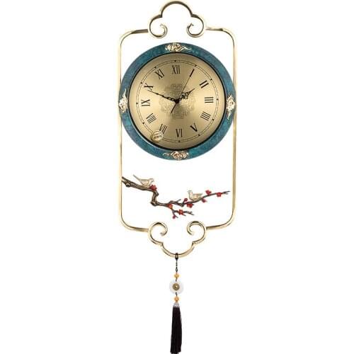 Chinese Style Manual Sculpture Metal Color Wall Clock