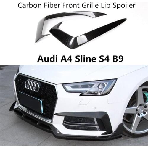 Carbon Fiber Front Grille Lip Spoiler For Audi A4 Sline S4 B9 2017 2018 2019 High Quality Bumper Diffuser Auto Accessories