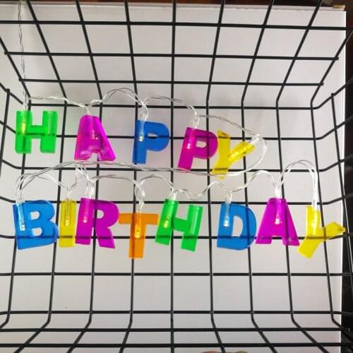 LED HAPPY BIRTHDAY Letters Chain Fairy Garland Battery Power Lights String Party Anniversary Decoration Festoon Lamp