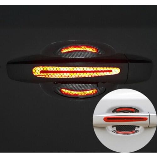 4x 3D Reflective Tape Warning Strip Door Handle Bowl Cover Sticker Reflector Car Exterior Accessories For Honda corolla
